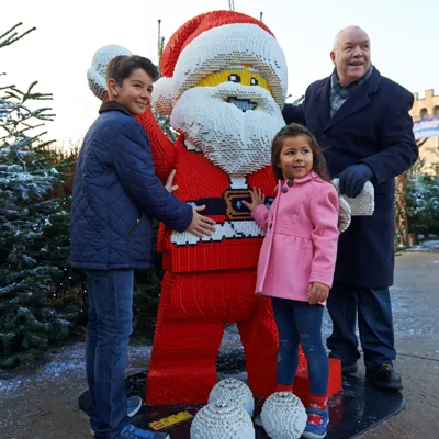 Family with LEGO Santa at LEGOLAND at Christmas